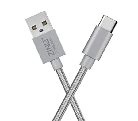 Zinq Technologies USB Type C to USB Type A 2 0 Cable for Smartphone Silver 