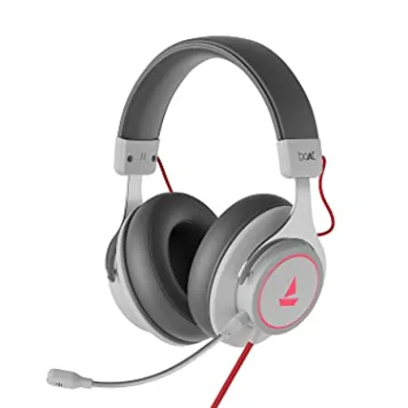 boAt Immortal IM1000D Dual Channel Wired On Ear Gaming Headphones with Dolby Atmos Mic 7 1 Channel Surround Audio 50mm Drivers and RGB Breathing LEDs White Sabre 