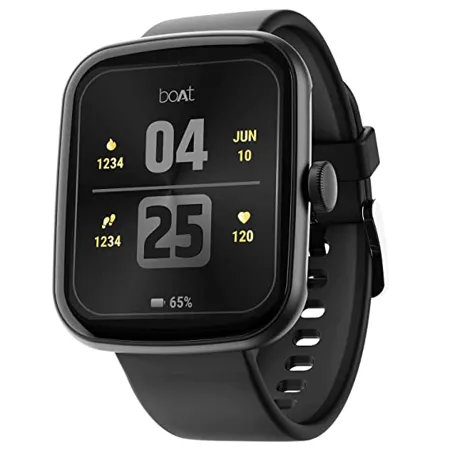 boAt Newly Launched Wave Style with 1 69 Square HD Display HR SpO2 Monitoring 7 Days Battery Life Multiple Watch Faces Crest App Health Ecosystem Multiple Sports Modes IP68 Active Black 