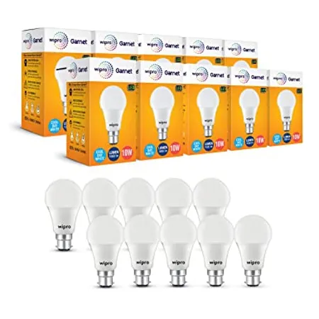 wipro Garnet Base B22 10 Watt LED Bulb White Pack of 10
