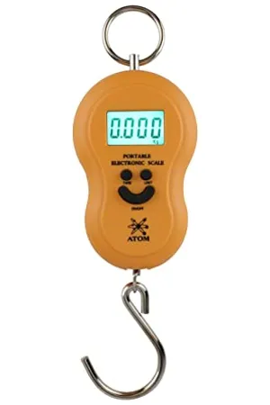 ATOM A 301 Electronic Digital Hanging Stainless Steel Hook Luggage Portable Scale with LCD Display for Industrial Fishing Factory Use Capacity 50Kg
