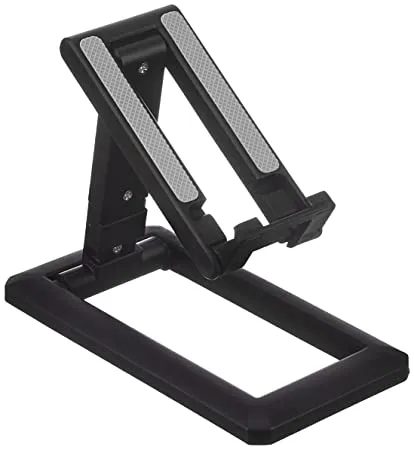 Amazon Brand Solimo Height Angle Adjustable Desk Cellphone Holder for All Mobiles Tablets Universal Foldable Dock Stand Black 