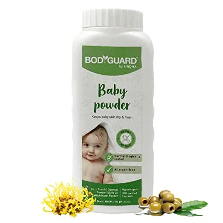 Bodyguard Talc Free Natural Baby Powder with Corn Starch 100 gm Anti Allergy Paraben Free Toxin Free Dermatologically Tested