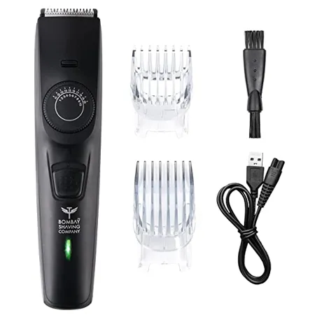 Bombay Shaving Trimmer Men 2 Year Warranty Trimer of Man Hair Trimmer for Men Shaving Machine Cordless Beard 20 length Settings Flash USB Cable fast Charging Skin Friendly blades Black 