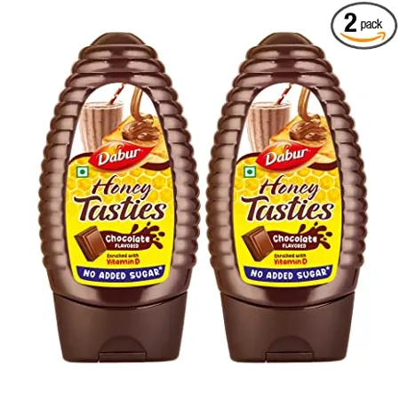 Dabur Honey Tasties Chocolate Syrup Enriched with Vitamin D No Added Sugar 200gm Pack of 2 