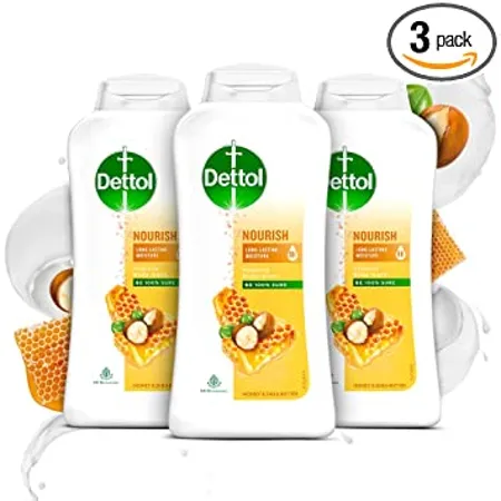 Dettol Body Wash and Shower Gel for Women and Men Nourish Pack of 3 250ml each Soap Free Bodywash 8h Moisturization