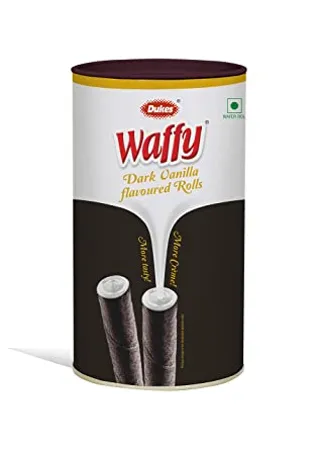 Dukes Waffy Dark Vanilla Flavoured Rolls Tin 300g 