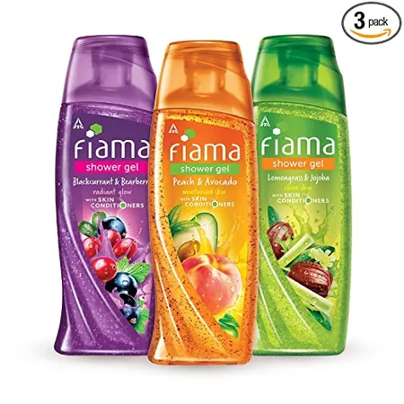 Fiama Shower gel Blackcurrant Bearberry 250ml Fiama Shower Gel Peach Avocado 250ml Fiama Shower Gel Lemongrass Jojoba 250ml Celebration pack for moisturized skin combo of 3 bodywash 