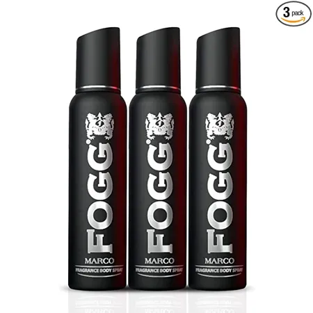 Fogg Marco Perfume Body Spray For Men Black Long Lasting No Gas Everyday Deodorant 150ml Each Pack of 3 