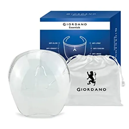 Giordano Goggle Style Face Shield with 180 Safety Coverage Anti Fog Glasses and Clear Face Visor Integrated in One Design Unisex Fashion Protective Wear for Men Women