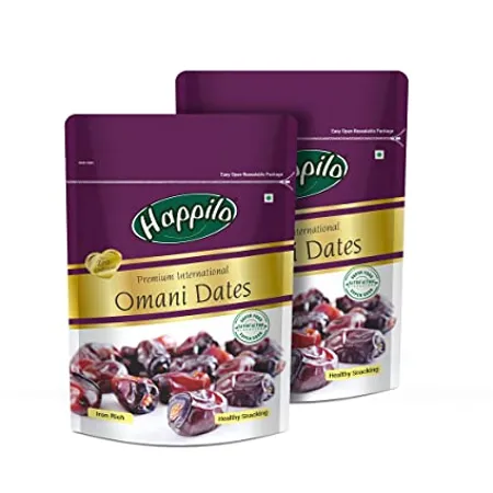 Happilo Premium International Omani Dates 250 g Pack of 2 Khajoor or Khajur Dry Fruit Healthy Nutritious Snack Rich in Vitamins Minerals Natural Sweetener