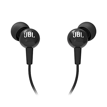 JBL C100SI Wired In Ear Headphones with Mic JBL Pure Bass Sound One Button Multi function Remote Angled Buds for Comfort fit Black 