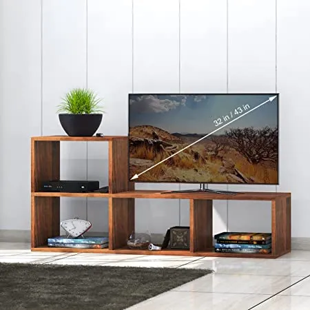 Klaxon Deacon Engineered Wood TV Unit Display Storage Cabinet Rack with Decor Shelf Walnut 