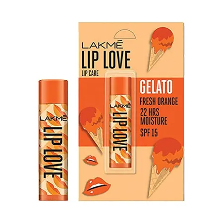 Lakm Lip Love Gelato Chapstick Moisturizing Tinted Lip Balm With Spf 15 Cr me Finish 4 5 g Fresh Orange