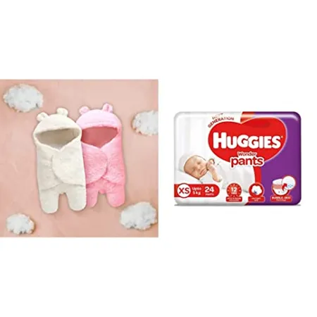 My Newborn Baby Boys and Baby Girls 3 in 1 Baby Blanket Safety Bag Sleeping Bag Pack of 2 Pcs Huggies Wonder Pants Extra Small Xs Size Diapers 24 Count