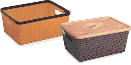 Nakoda 222 Dune Storage Basket Without Lid Multipurpose Use for Kitchen Home Organiser Box for Fruits Vegetables Toys Stationary items Color May Vary