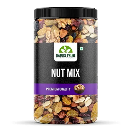 Nature Prime 100 Natural Premium Mix Dry Fruits and Nuts Almonds Cashew Kishmish Apricot Black Raisins kiwi Dry Fruits Seeds Nuts 500 gm 
