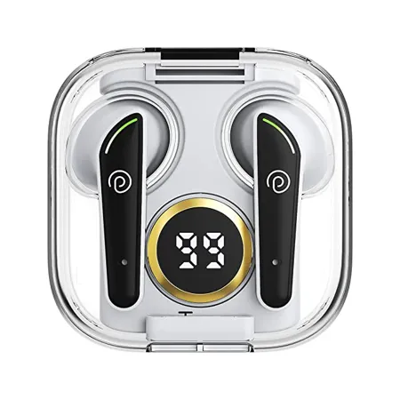PTron Newly Launched Bassbuds Nyx in Ear Wireless Headphone Immersive Audio BT5 1 Stereo Calls Movie Mode Touch Control TWS Earbuds Digital Case Type C Fast Charging IPX4 White Black 