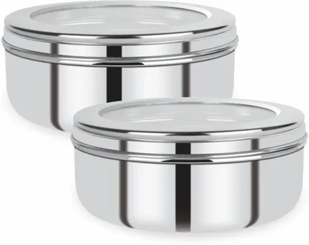 Renberg Stainless Steel Puri Canister Set of 2 750ml Sliver RBIN 6093 750 ml Steel Utility Container Pack of 2 Silver 
