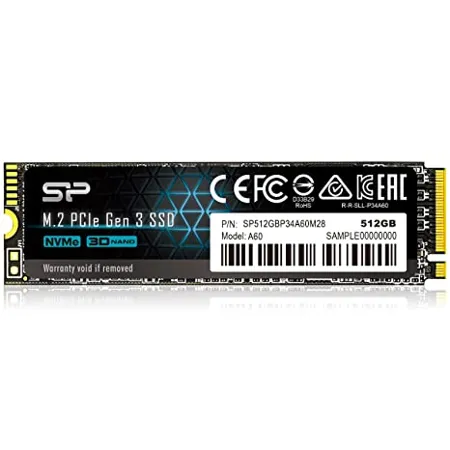 SP SILICON POWER P34A60 512GB NVMe M 2 2280 PCIe Gen3 SSD 3D TLC NAND with SLC Cache Up to 2200MB s Internal Solid State Drive for Desktop Laptop Computer