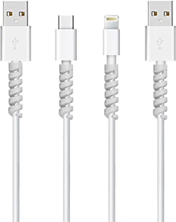 STRIFF 12 Pieces Highly Flexible Silicone Micro USB Protector Mouse Cable Protector Suit for All Cell Phones Computers and Chargers White 