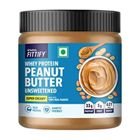 Saffola FITTIFY Whey Protein Peanut Butter Unsweetened Super Creamy High Protein No Added Sugar Diabetic Friendly Keto Diet 340g
