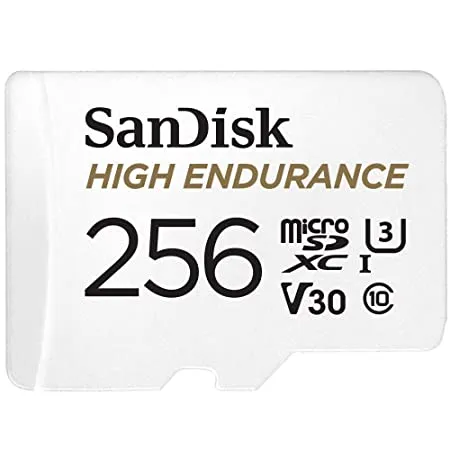 SanDisk 256GB High Endurance Video microSDXC Card with Adapter for Dash Cam and Home Monitoring Surveillance Systems C10 U3 V30 4K UHD Micro SD Card SDSQQNR 256G GN6IA