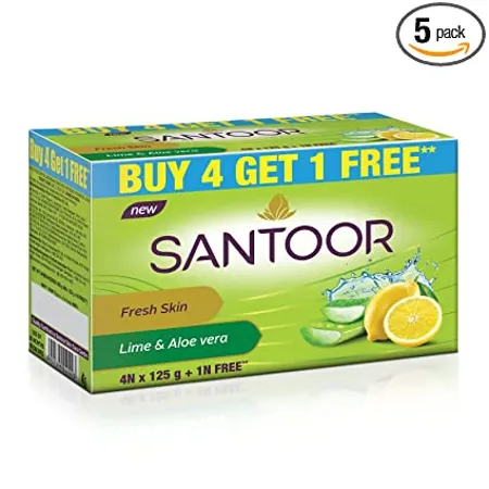 Santoor Aloe Fresh Soap with Aloe Vera and Lime for Radiant Looking Skin 125g 4 1