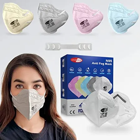 Sassoon Reusable Unisex Anti Fog N95 Mask with Nose Cushion Make in India DRDO CE FDA ISO Certified to Protect Mouth Droplets Dust and Pollution