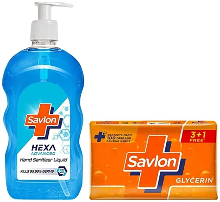 Savlon Hexa Advanced Hand Sanitizer Liquid Pump Pack 70 Alcohol based with Chlorhexidine Gluconate CHG 500ml Natural Savlon Glycerine Soap 125g Buy 3 Get 1 Free 