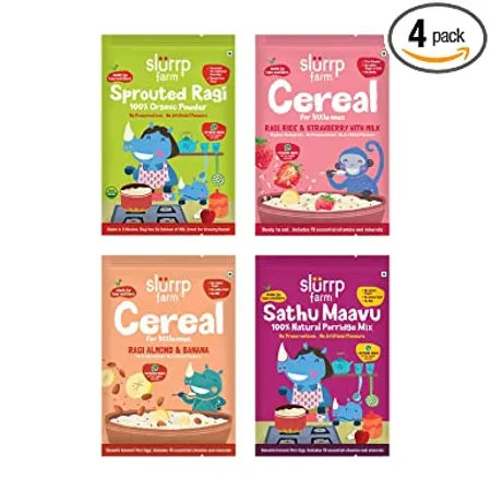 Slurrp Farm Ragi Trial Pack Combo No Sugar No Salt Rich in Calcium Easy for Digestion 50g each Pack of 4 