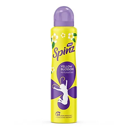 Spinz Yellow Blossom Perfumed Deo for Women with Fresh Firangipani Fragrance for Long Lasting Freshness and 24 Hours Protection 200ml