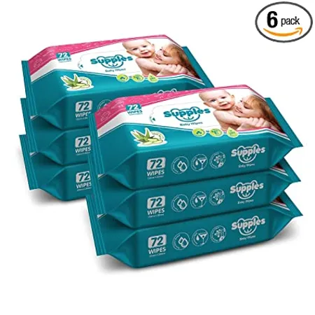 Supples Baby Wet Wipes with Aloe Vera and Vitamin E 72 Wipes Pack Pack of 6 