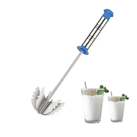 Suzec Stainless Steel Spring Mixi Egg Lassi Butter Milk Maker Mixer Hand Blender Steel Mixi 