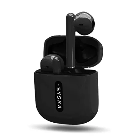 Syska Sonic Buds IEB450 True Wireless Earbuds with Ultra Sync Technology 20Hr Play BackTime Low Latency Tap N Play Touch Control Light Weight IPX4 Water Resistant Jade Black True Wireless 