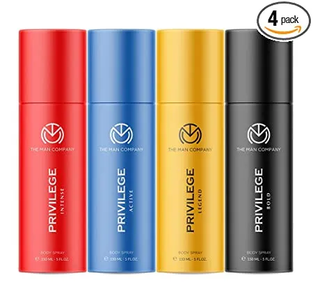 The Man Company Body Spray Combo Pack for Men Active Legend Intense Bold Long Lasting Fragrance Everyday Use Deo Combo set for Him Gift Set for Husband Boyfriend 150ml 4 