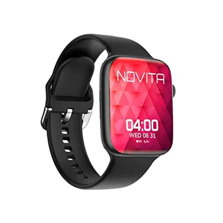 WRISTIO 2 Smartwatch 1 9 Industry Leading HD Display BT Calling Upto 30 Days Standby Time Wireless Charging Split Screen Water Resistant AI Enabled Health Monitor Live Weather News Black
