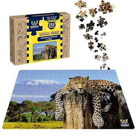 Webby Leopard Sitting on a Tree Wooden Jigsaw Puzzle 252 Pieces