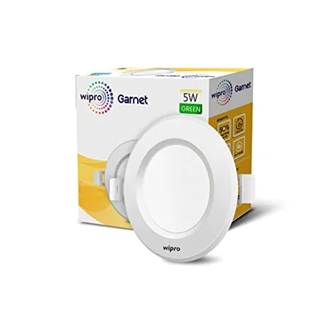 Wipro Garnet 5 Watts LED Downlight Green Light and Round 
