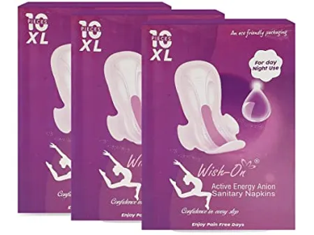 Wish On Active Energy Anion Feminine Pads for Women For Day Night Use Sanitary Pads For Womens Size XL 30 Pcs
