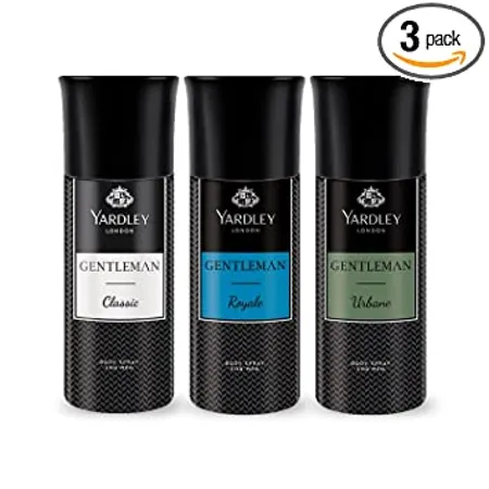 Yardley London Gentleman Range Deo Body Spray Tripack Classic Urbane Royale for Men 150ml Each Pack of 3 