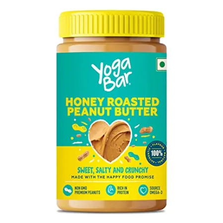 Yogabar Honey Roasted Peanut Butter 400g Sweet Salty and Crunchy Non GMO Peanut Butter Omega 3 Rich in Protein 400gm