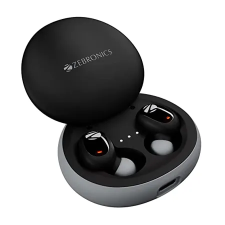 Zebronics Zeb Sound Bomb N1 True Wireless Earbuds with ENC Gaming Mode up to 50ms up to 18H Playback Bluetooth V5 2 Fidget Case Voice Assistant Splash Proof Type C and Mic Midnight Black 