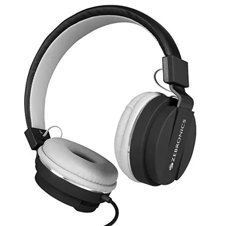 Zebronics Zeb Storm Wired Headphone with 3 5mm Jack Built in Microphone for Calling 1 5 Meter Cable Soft Ear Cushion Adjustable Headband Foldable Ear Cups and Lightweight Design Black 