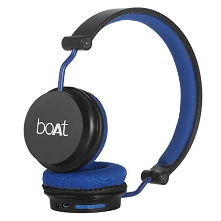 boAt Rockerz 400 Bluetooth Wireless On Ear Headphones With Mic With Upto 8 Hours Playback Soft Padded Ear Cushions Black Blue 