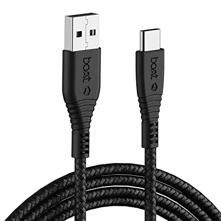 boAt Type C A325 Tangle free Sturdy Type C Cable with 3A Rapid Charging 480mbps Data Transmission Black 