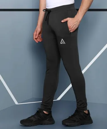Adrenex Solid Men Black Track Pants