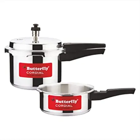 Butterfly Cordial 2 L 3 L Induction Bottom Outer Lid Pressure Cooker Aluminium Silver Small