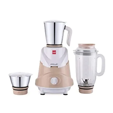 Cello Grind N Mix Ertiga Mixer Grinder 750 Watts 2 Stainless Steel Jar and 1 Juicer Jar Beige Cream