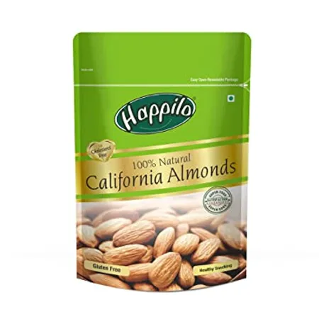 Happilo 100 Natural Premium California Almonds 200 g Dried Premium Badam Giri High in Fiber Boost Immunity Real Nuts Gluten Free Zero Cholesterol